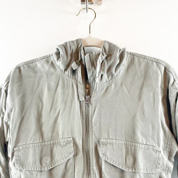 Abercrombie Utility Hooded Cropped Full Zip Jacket Green XXS - Picture 5 of 16